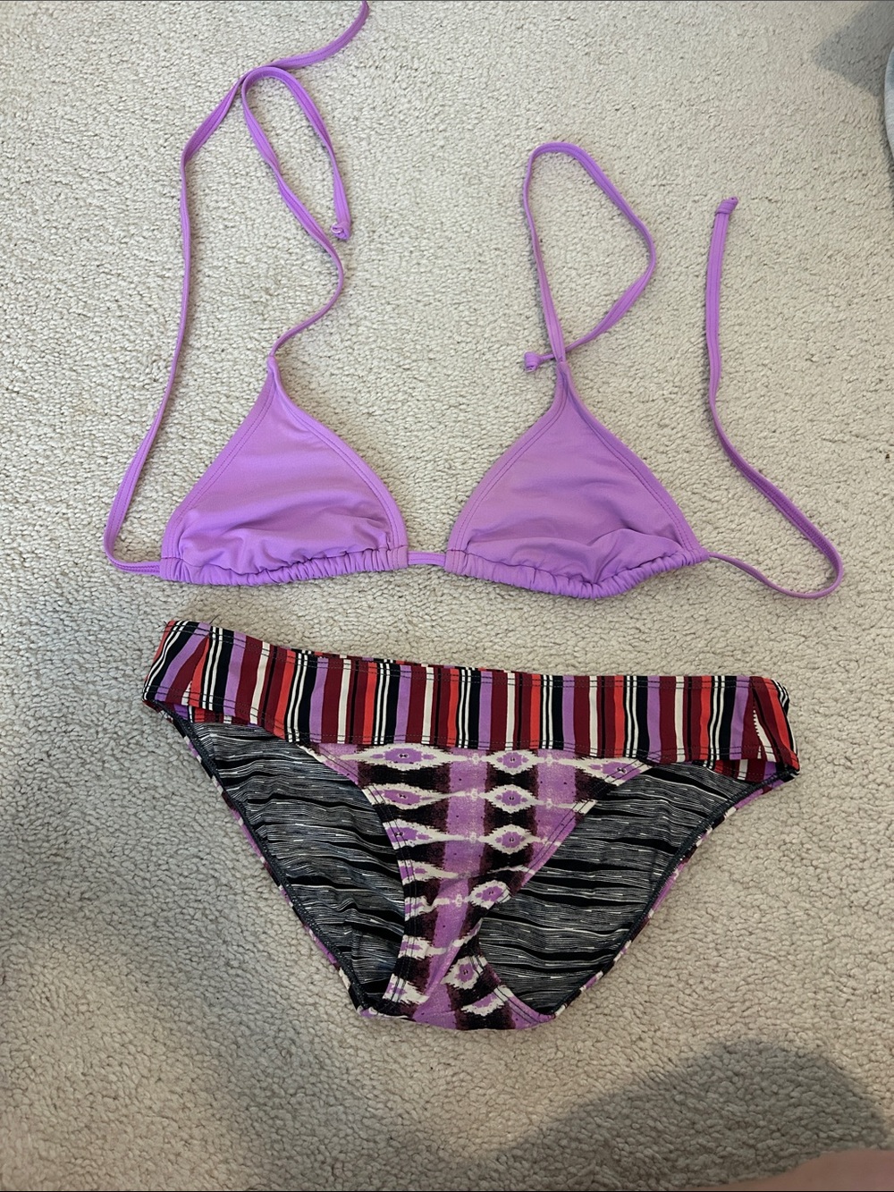 Athleta Lavender Triangle Bikini Top with reversible Bikini Bottoms size S